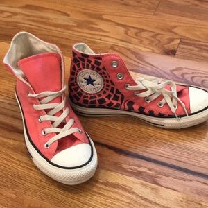 Pink converse high tops w/ custom design